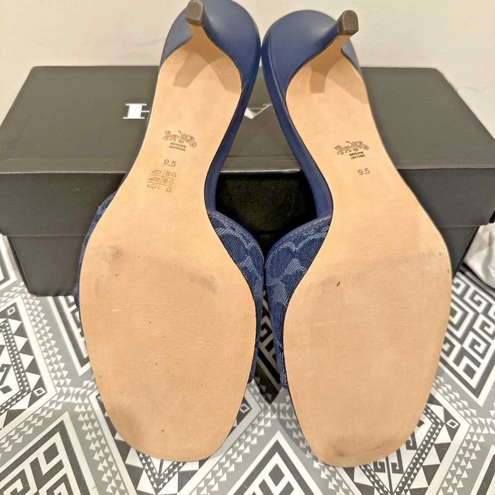 Coach Women Size 9.5B Margot Signature C Slide Sandals Deep Blue Denim Y2K - Picture 13 of 16